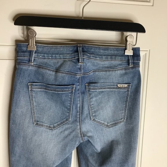 White House Black Market Women's The Skinny Crop Jeans Pearl Accent Blue~Size 00 - Picture 5 of 9